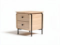 Wooden nightstand with two drawers and black metal legs 45 x 45 x 50cm