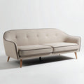 Fabric upholstered two-seater sofa with wooden legs and button tufting beige color 180 x 80 x 70cm