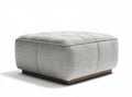 Fabric upholstered square ottoman with wooden base 60 x 60 x 30cm in grey