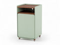 Sleek bedside table with wooden top and storage compartment in green 30 x 25 x 50cm