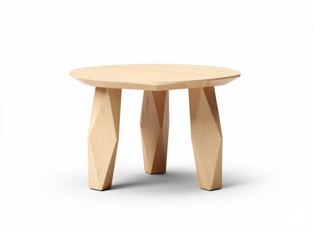 Geometric wooden coffee table with round top and angled legs 80 x 80 x 45cm