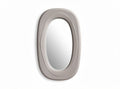 Oval wall mirror with textured frame in soft gray color 60 x 40 x 3cm