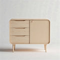 Wooden sideboard cabinet with three drawers and one door 80 x 40 x 75cm beige finish