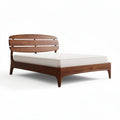 Wooden frame bed with slatted headboard and foam mattress 200 x 100 x 80cm